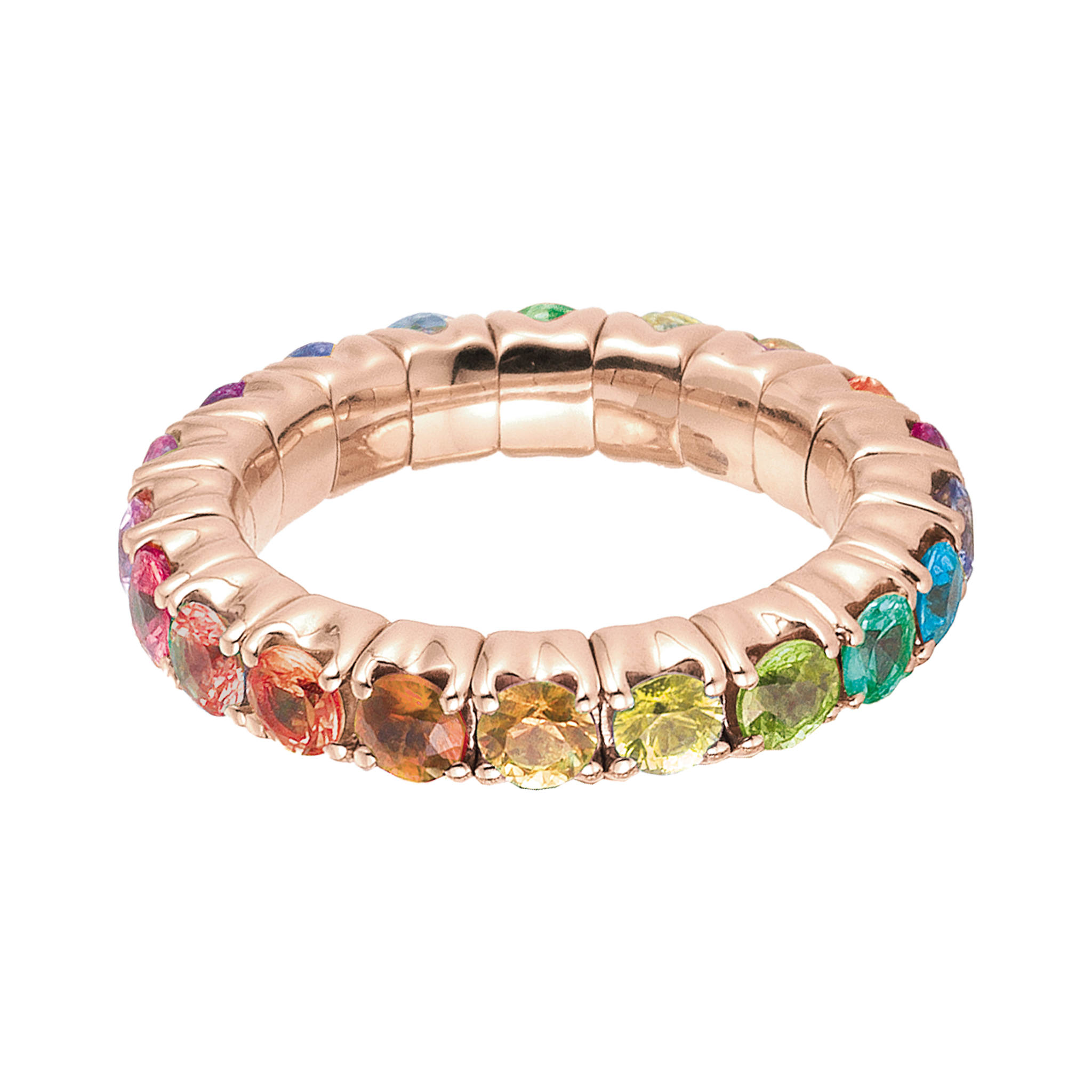 FLEX Rainbow Eternity Ring - Rose Gold & Round Cut Sapphires