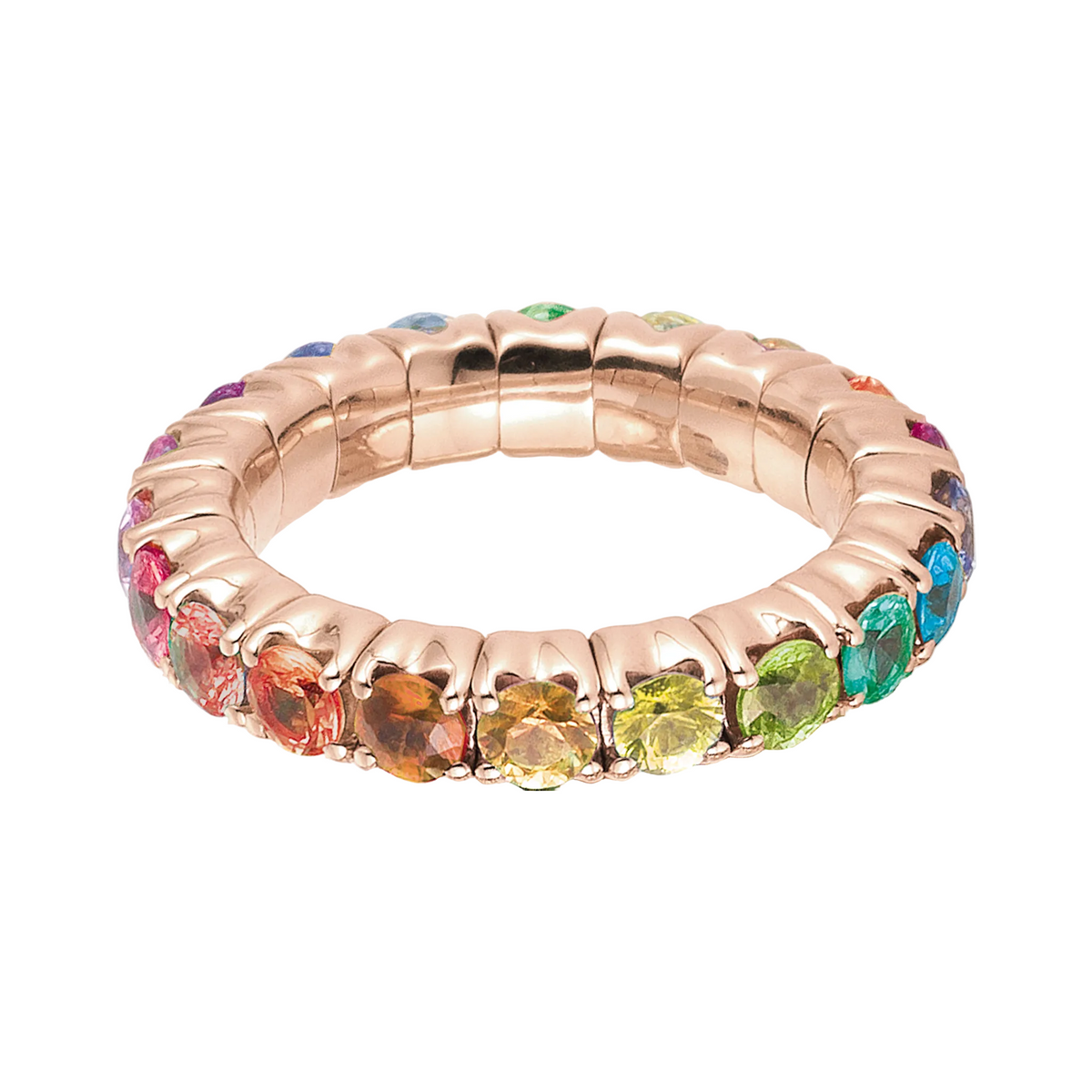 FLEX Rainbow Eternity Ring - Rose Gold & Round Sapphires | FLEX135