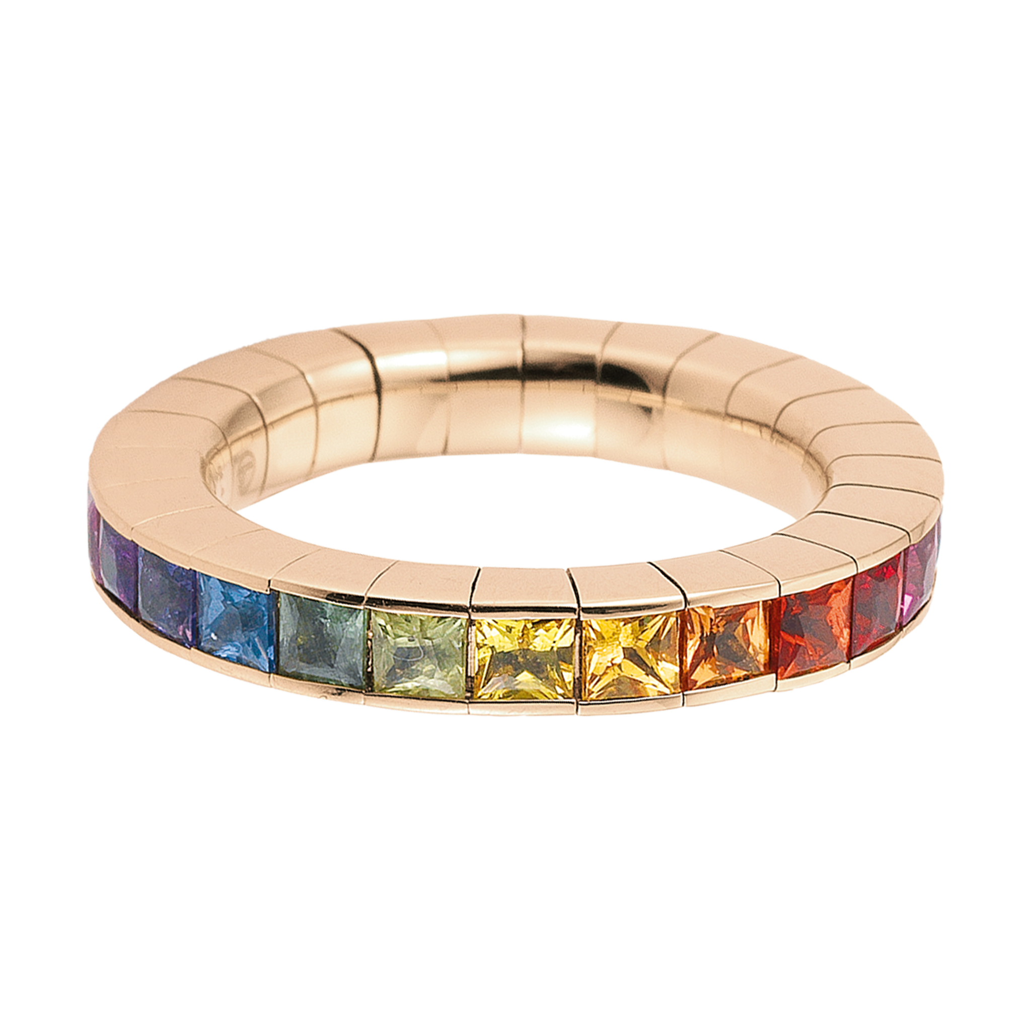 Princess Cut, Sapphire Rainbow Rose Gold FLEX Ring