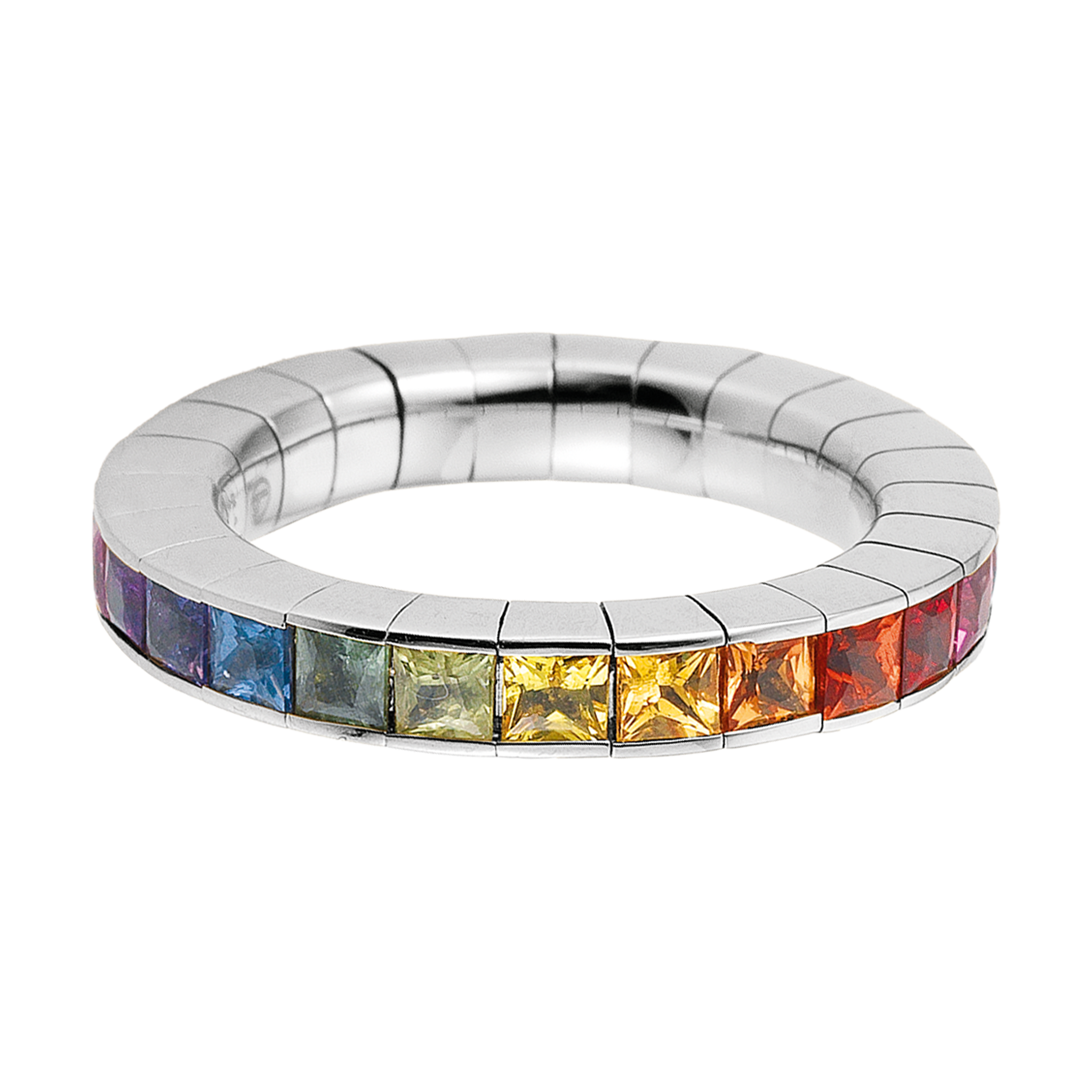 FLEX Rainbow Eternity Ring - White Gold & Princess Cut Sapphires