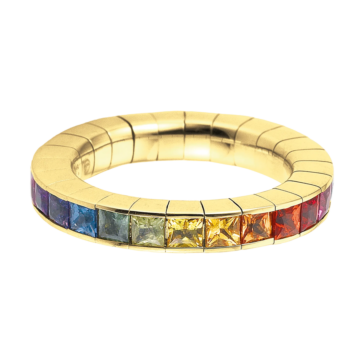 FLEX Rainbow Eternity Ring - Yellow Gold & Princess Cut Sapphires | FLEX134