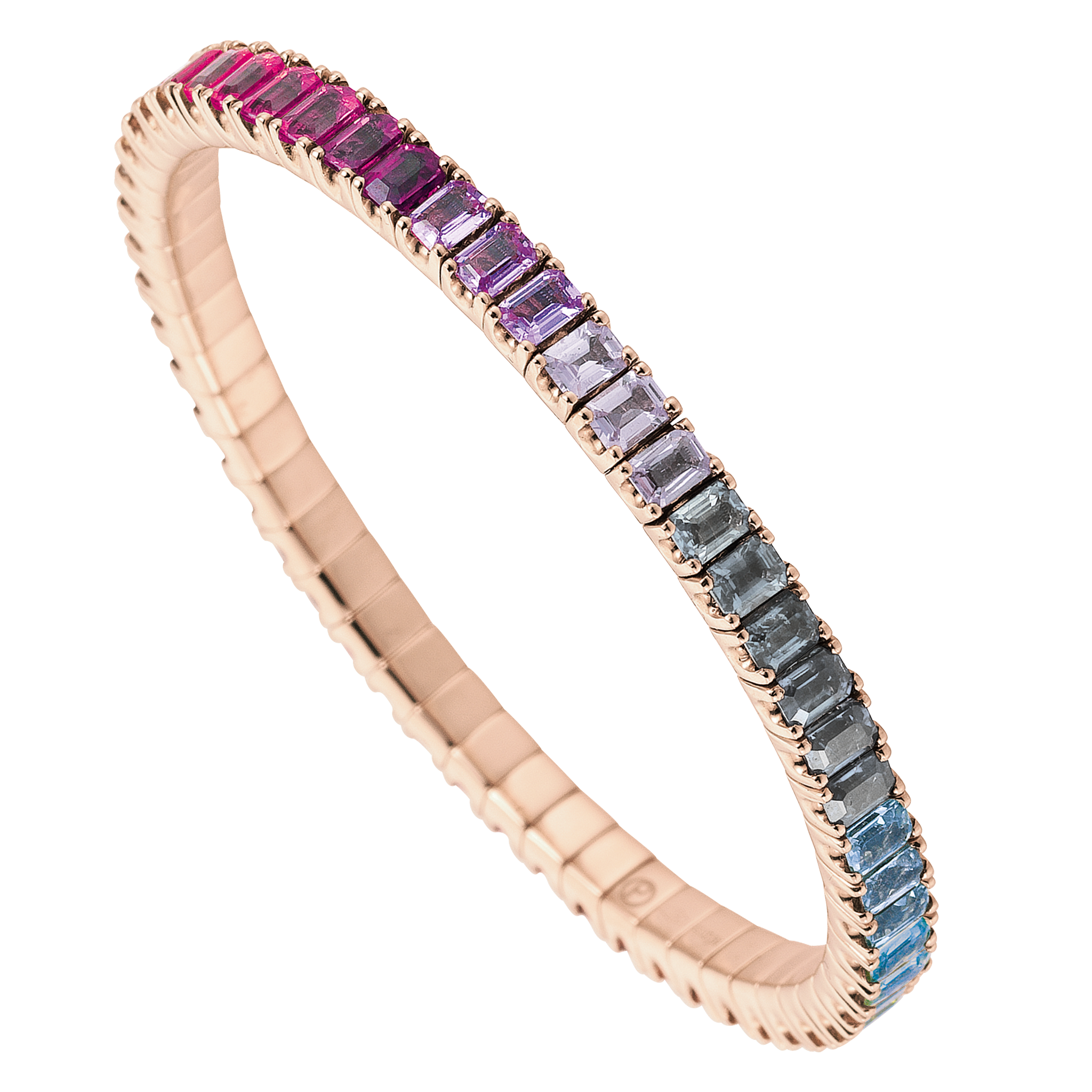 FLEX Tennis Ombre Bracelet - Rose Gold & Emerald Cut Sapphires