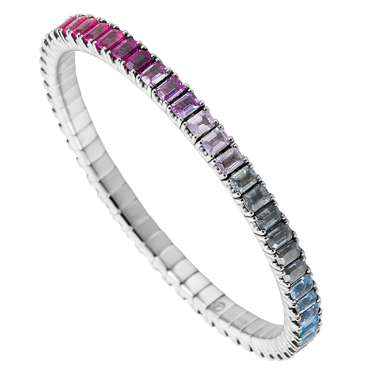 Multicolored gemstone bracelet on a white background