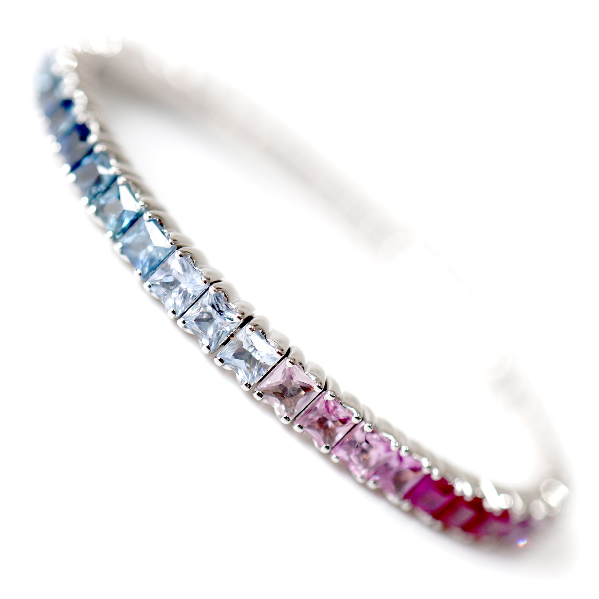 FLEX Tennis Ombre Bracelet - White Gold & Emerald Cut Sapphires