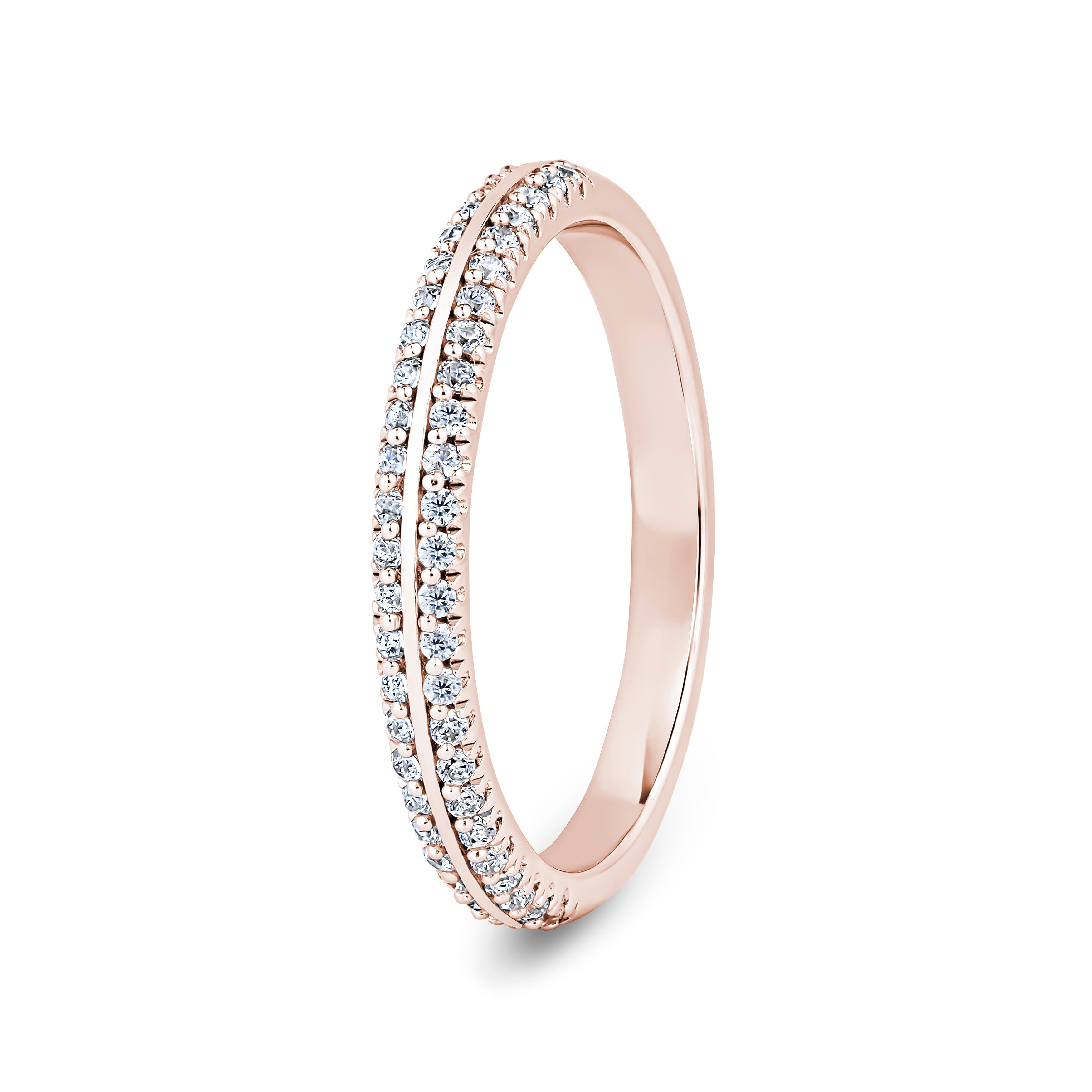 Round, Knife Edge, Rose Gold Half Set Eternity Ring