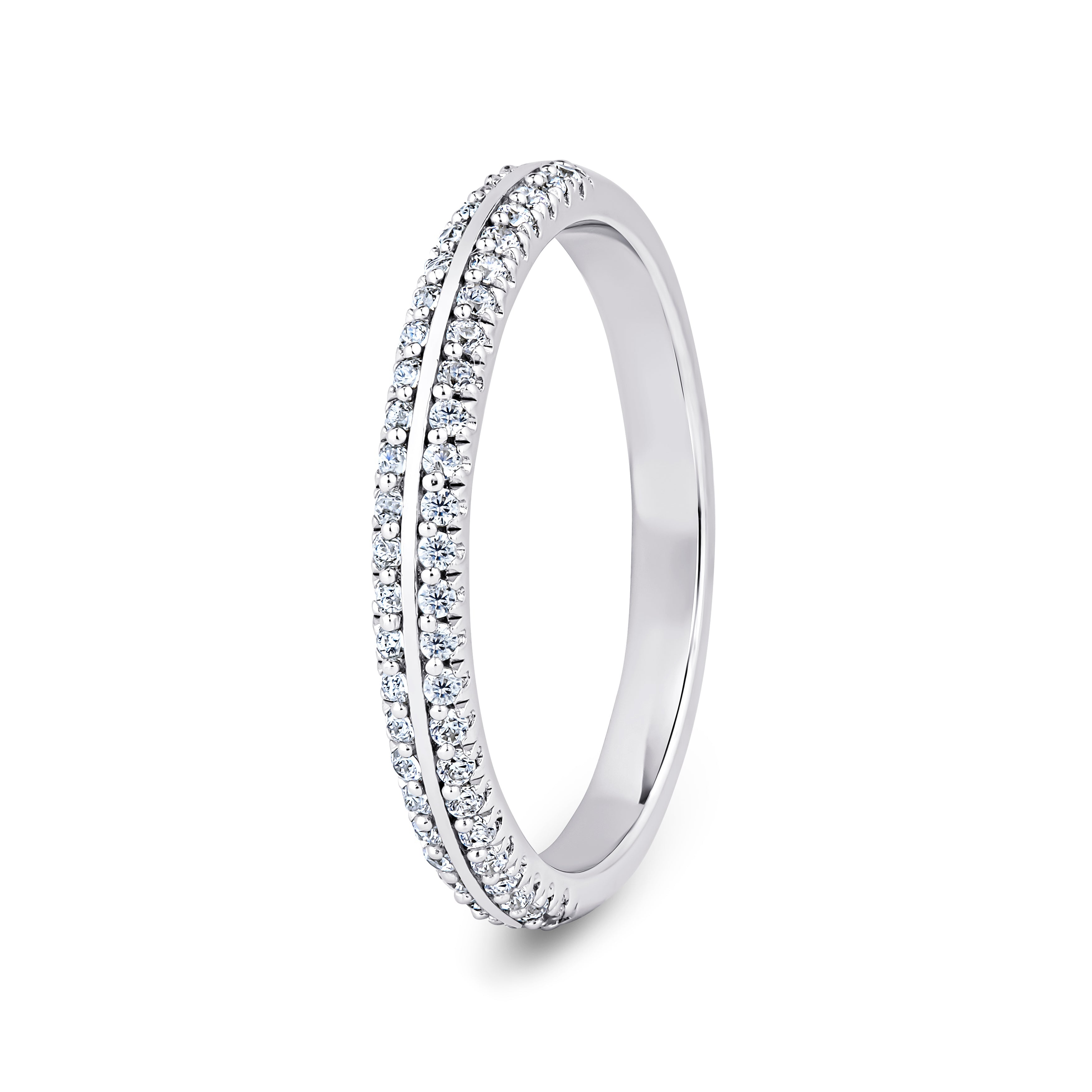 Round, Knife Edge, White Gold Half Set Eternity Ring