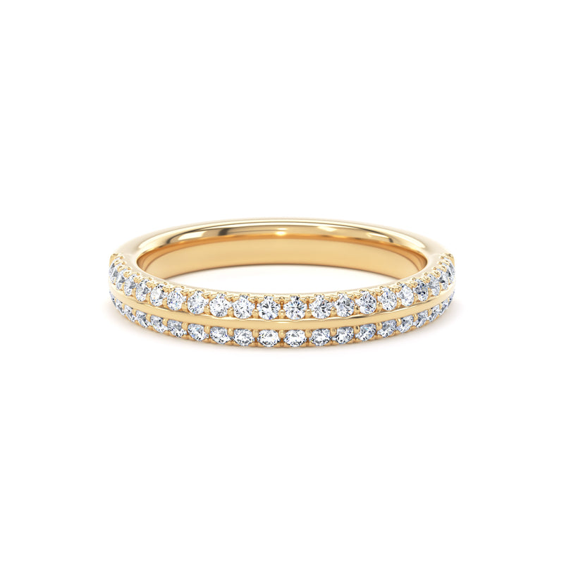 Round Diamond Yellow Gold Ring, Knife Edge Scallop Set Half Eternity | ET1220