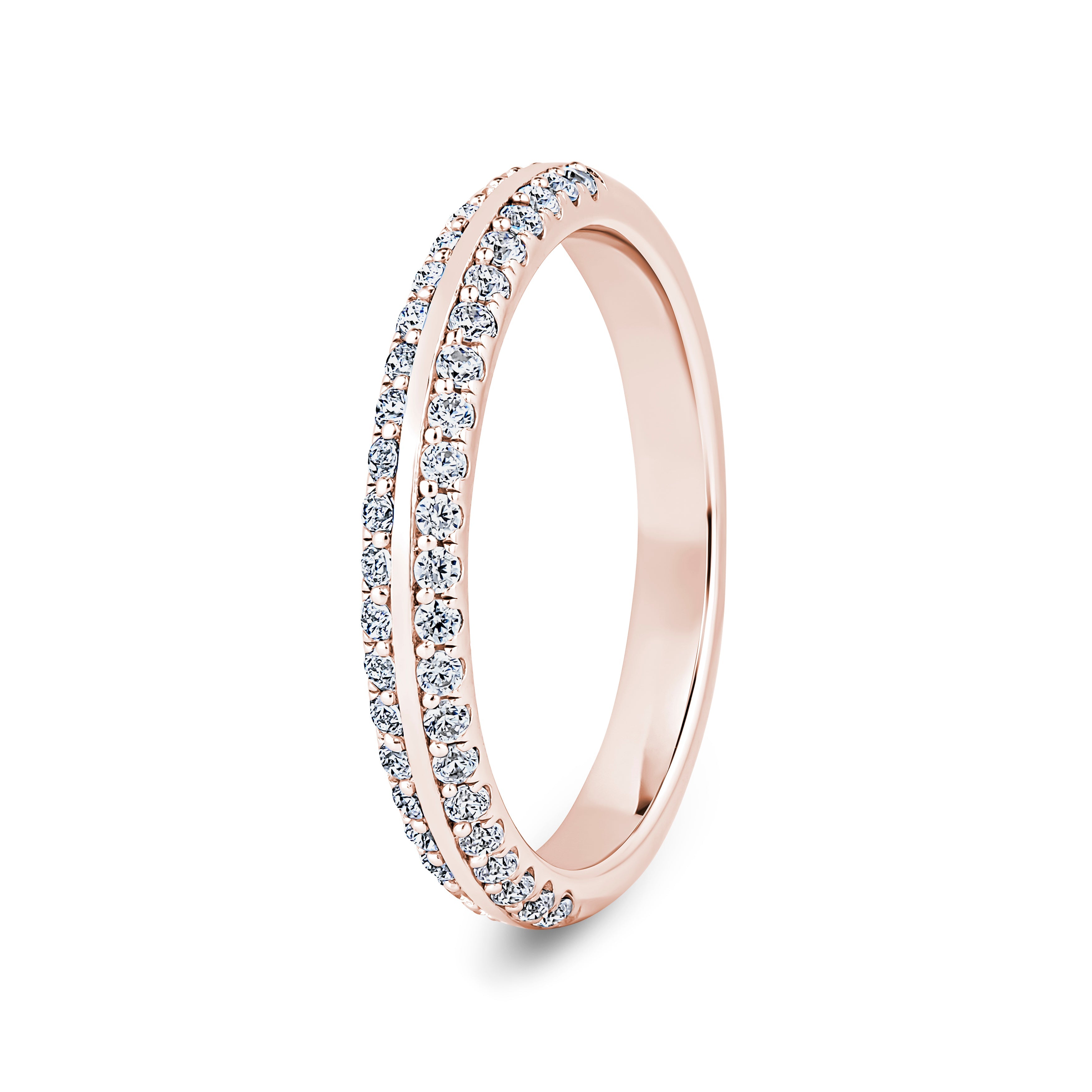 Round, Knife Edge, Rose Gold Half Set Eternity Ring
