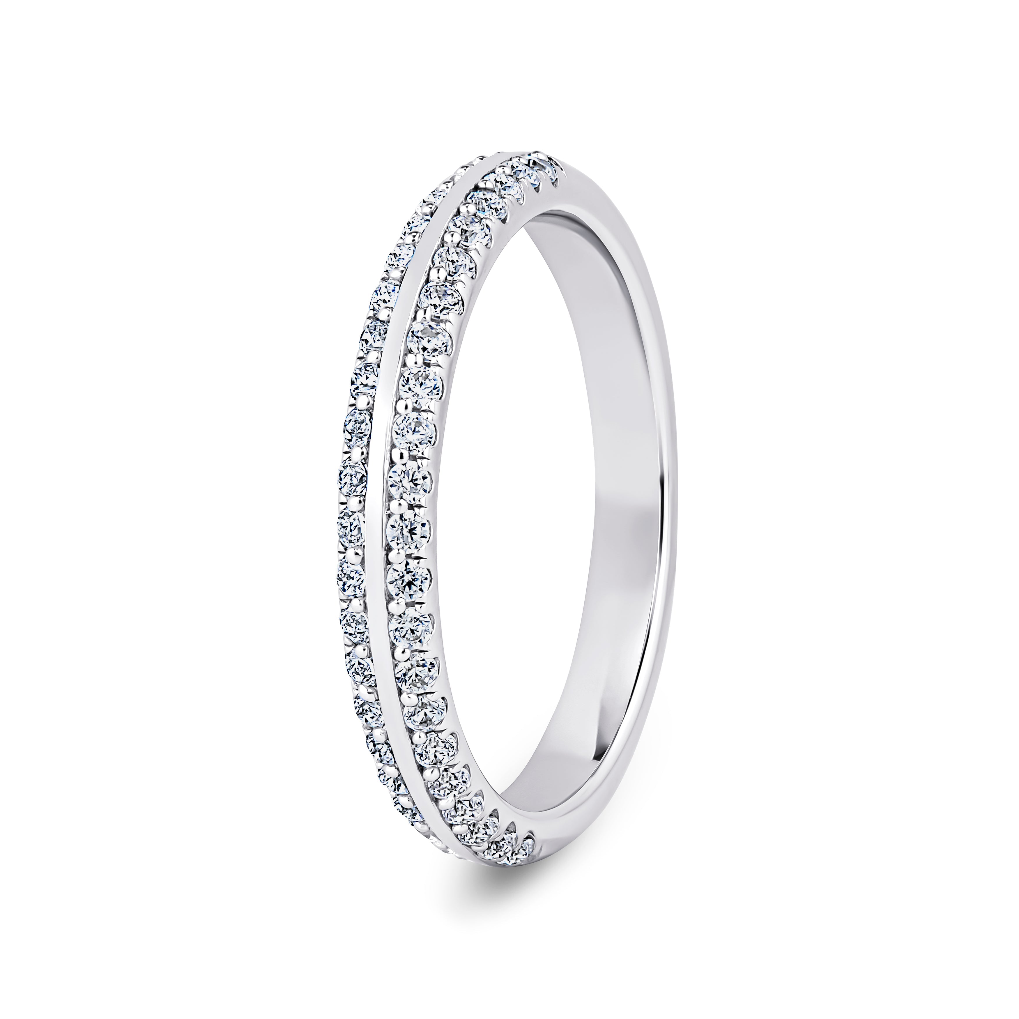 Round, Knife Edge, Platinum Half Set Eternity Ring