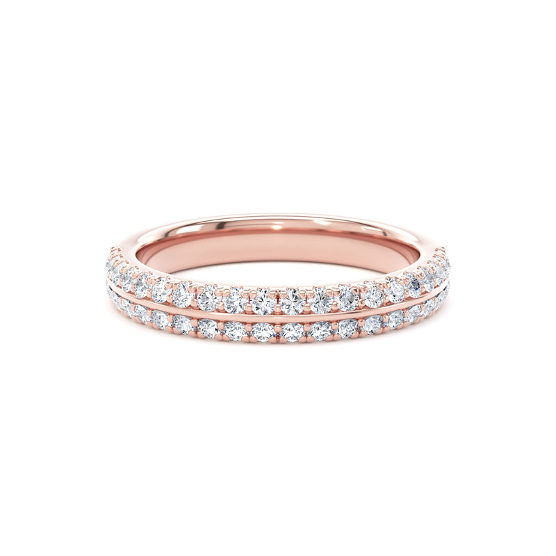Round Diamond Rose Gold Ring, Knife Edge Scallop Set Half Eternity | ET1220