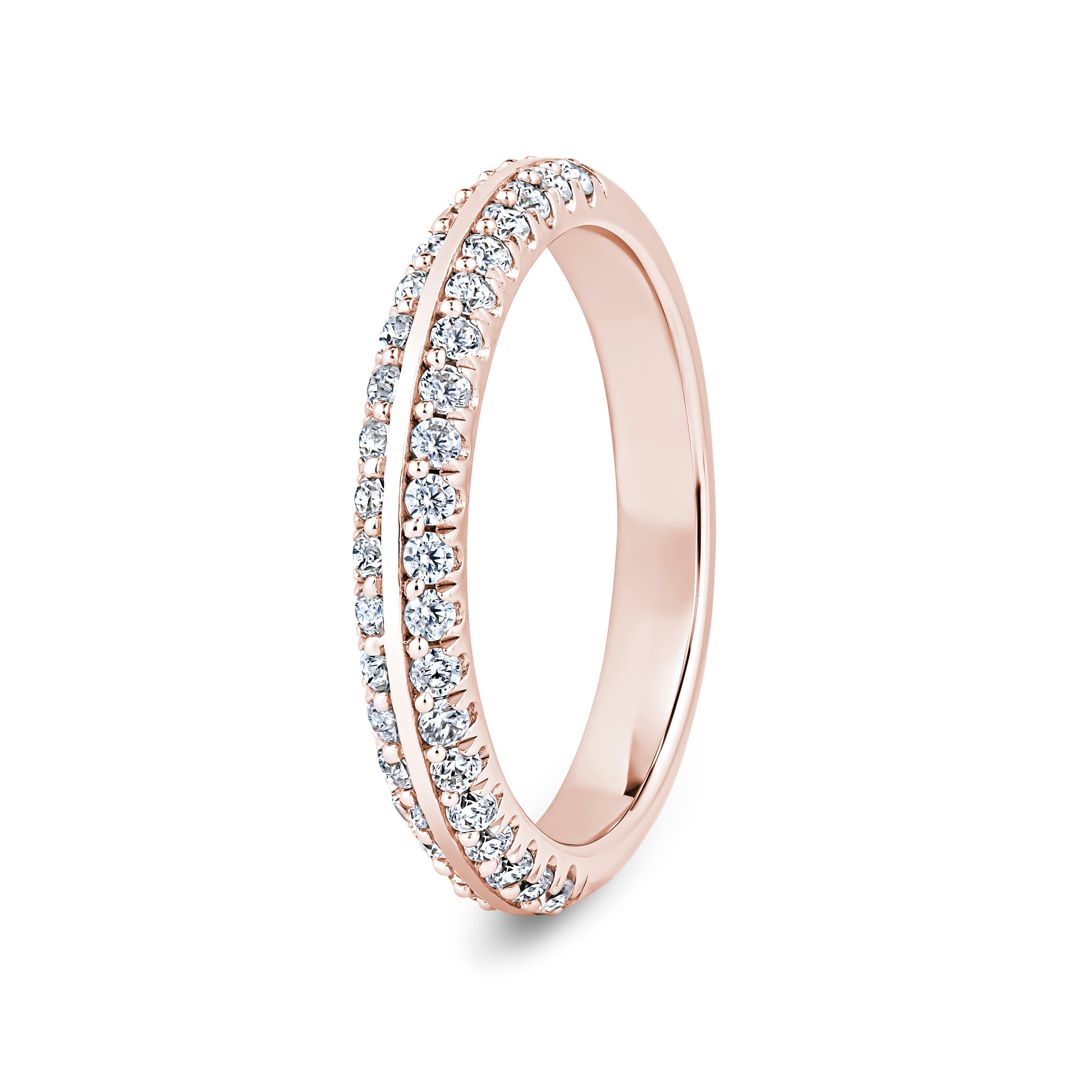 Round, Knife Edge, Rose Gold Half Set Eternity Ring