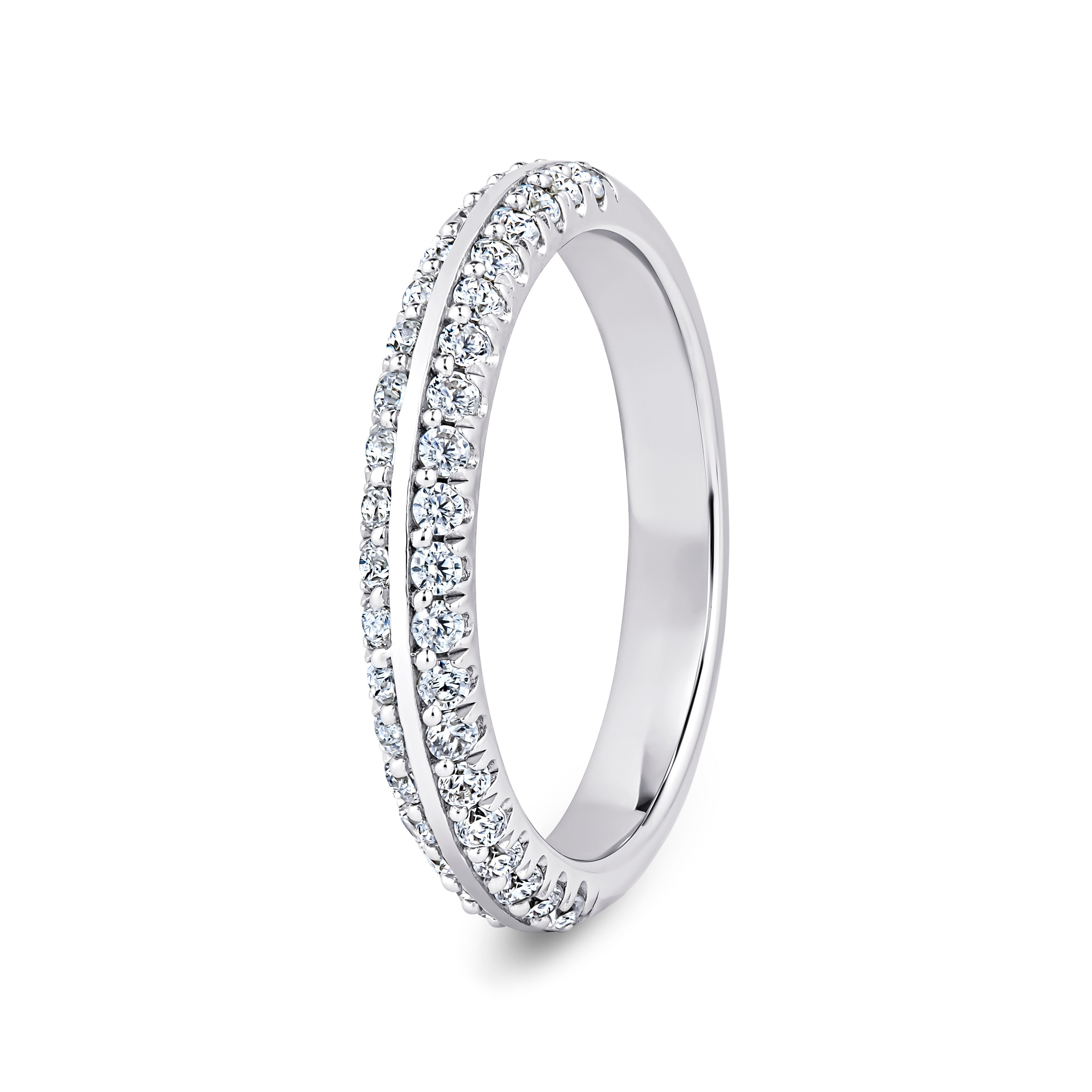 Round, Knife Edge, White Gold Half Set Eternity Ring