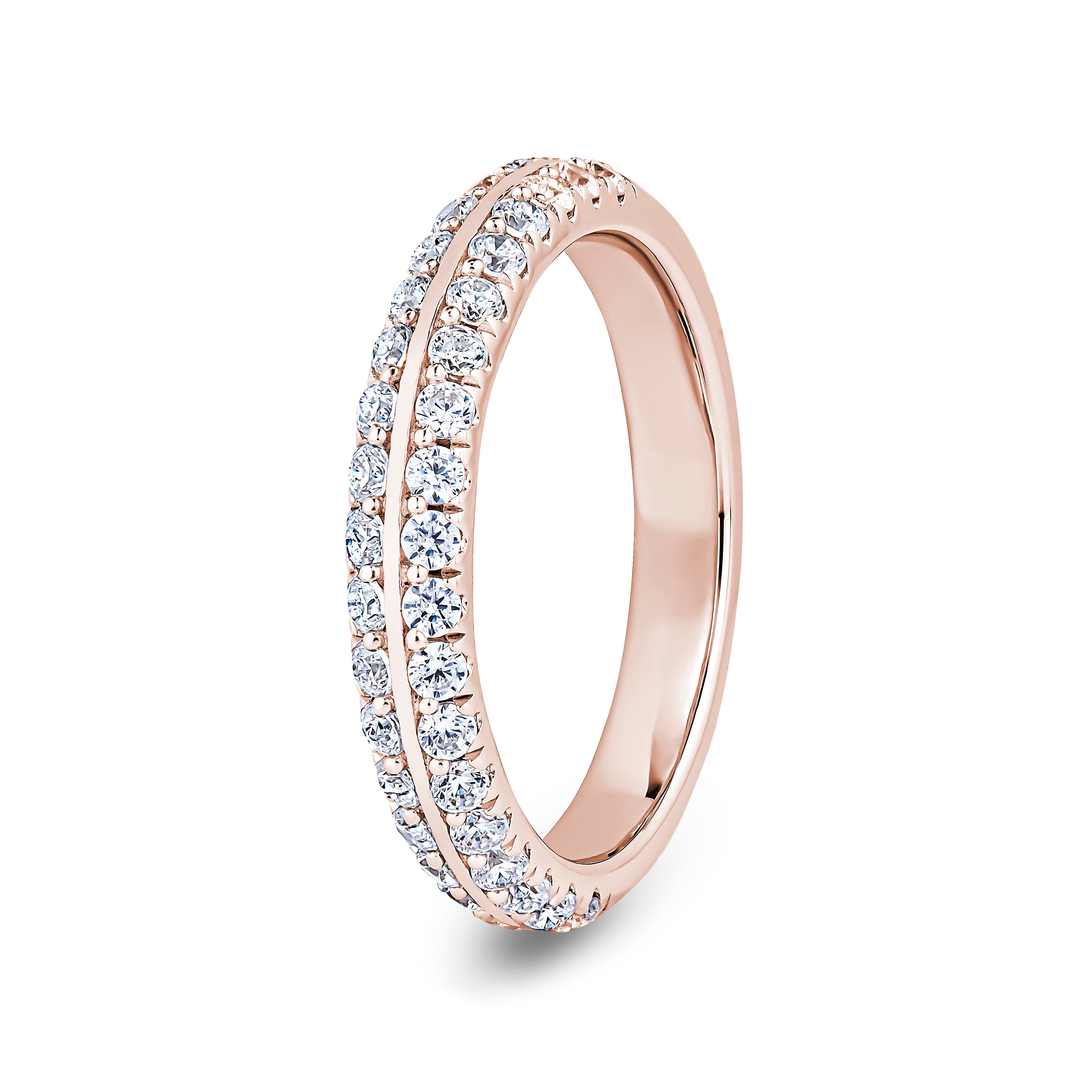 Round, Knife Edge, Rose Gold Half Set Eternity Ring