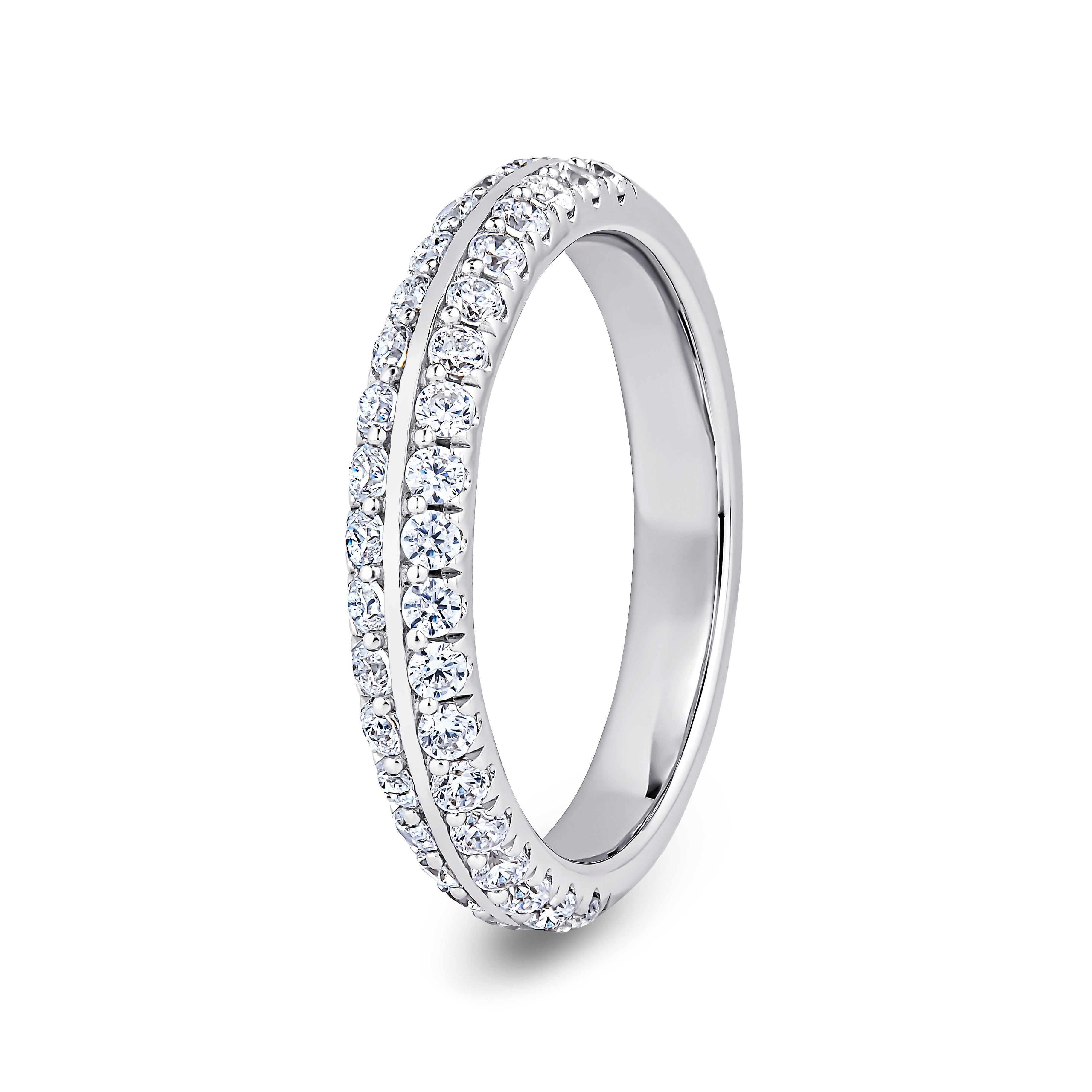 Round, Knife Edge, White Gold Half Set Eternity Ring