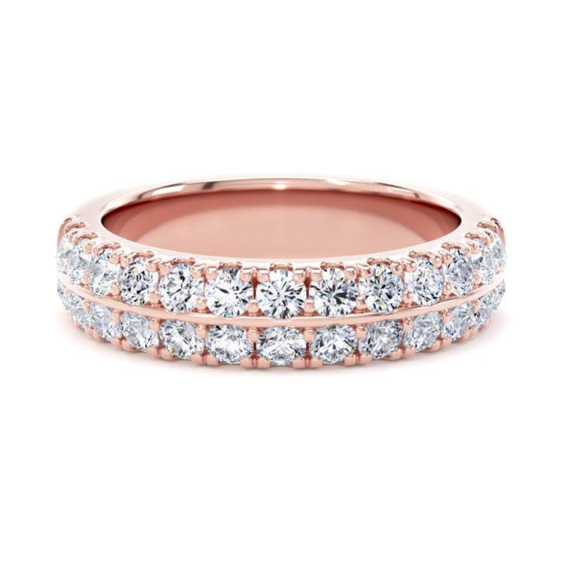 Round Diamond Ring, Knife Edge Scallop Set Half Eternity | ET1220