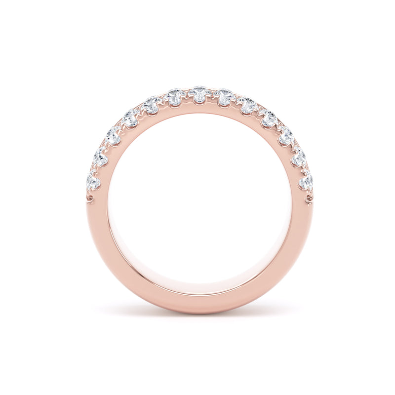Round Diamond Rose Gold Ring, Knife Edge Scallop Set Half Eternity | ET1220