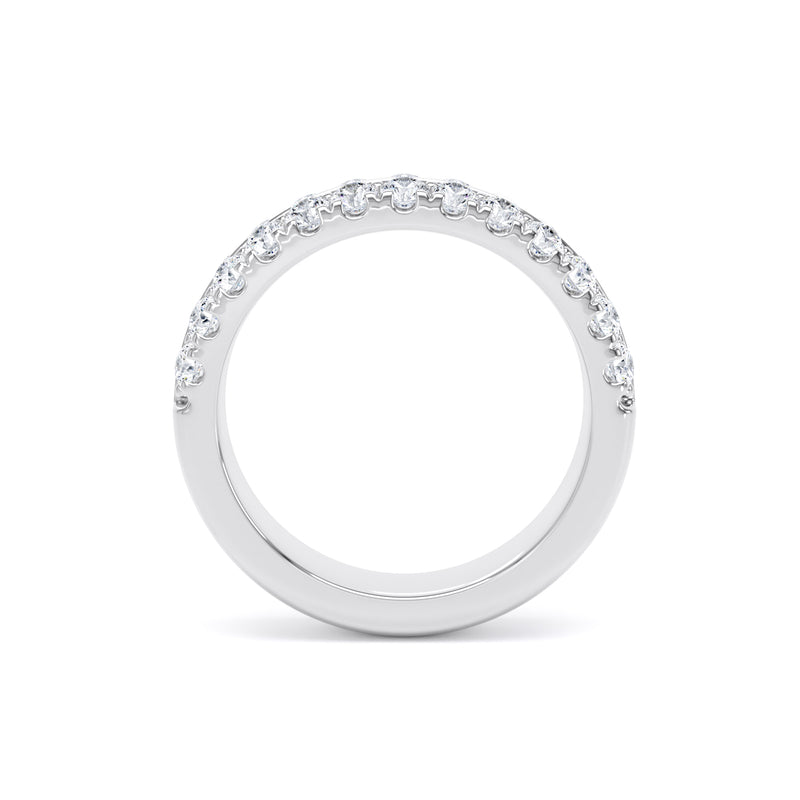 Round Diamond White Gold Ring, Knife Edge Scallop Set Half Eternity | ET1220