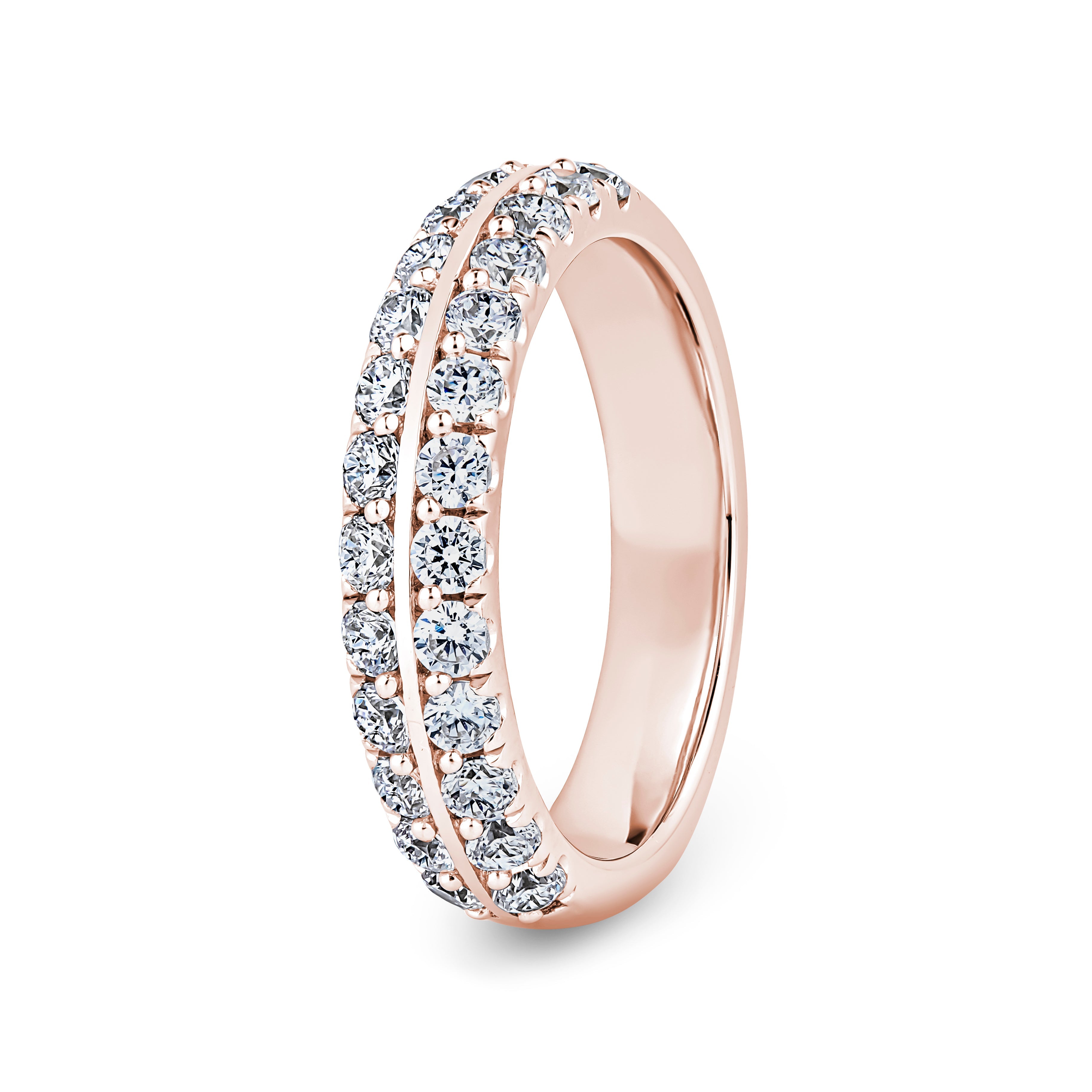 Round, Knife Edge, Rose Gold Half Set Eternity Ring