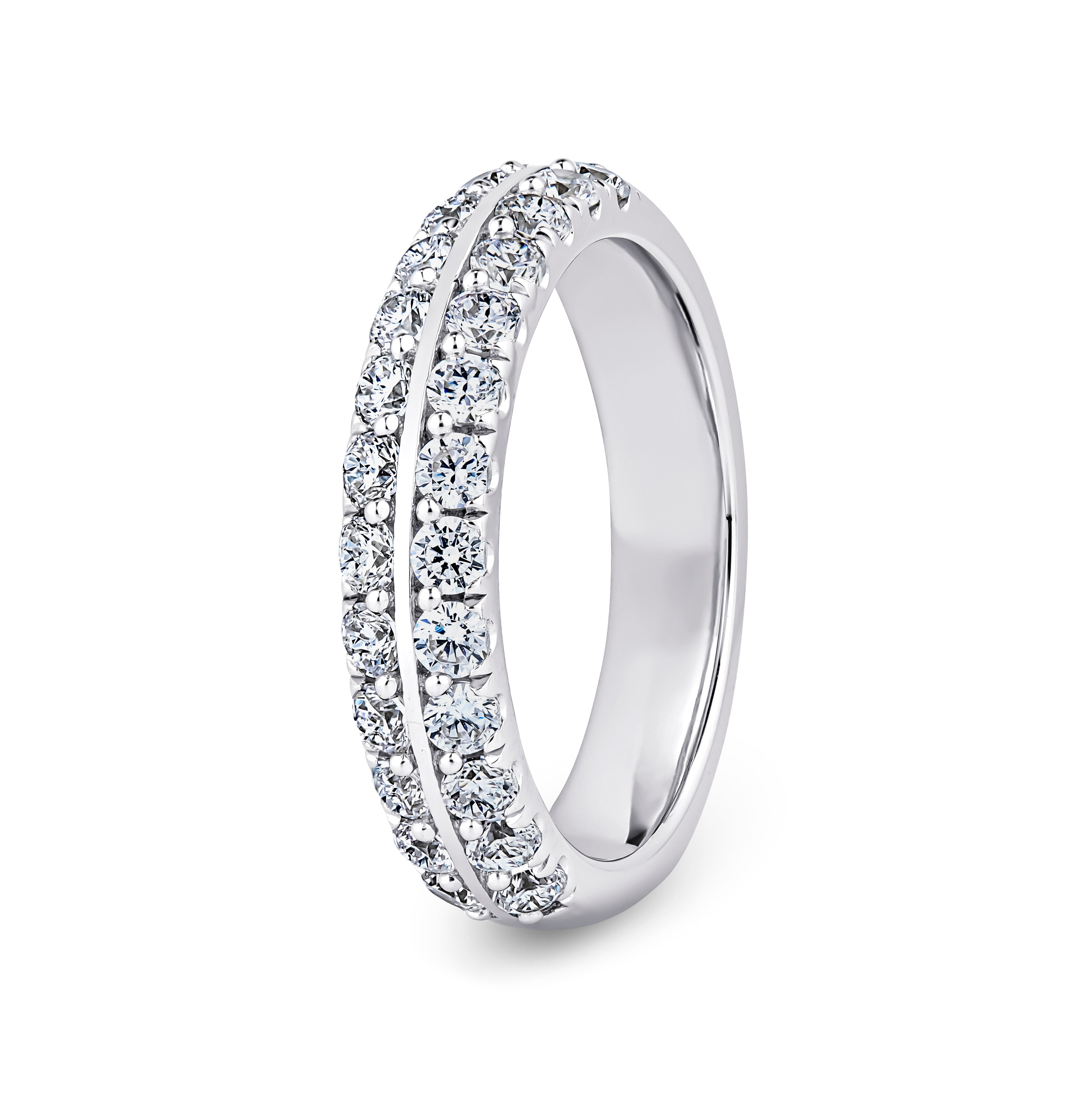 Round, Knife Edge, White Gold Half Set Eternity Ring