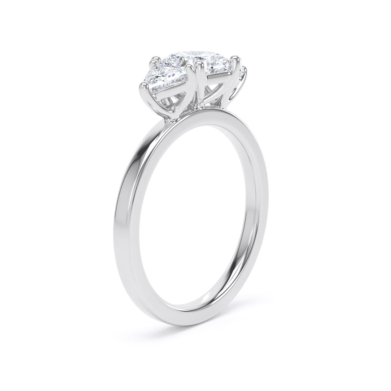 Cushion Diamond Platinum Trilogy Ring, Trillion Claw Set | LGC M3C01
