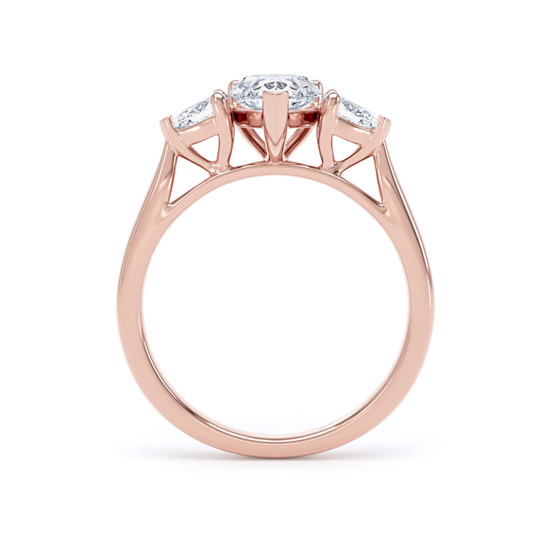 Pear Diamond Rose Gold Ring, Claw Set Trilogy | SMD M3D03