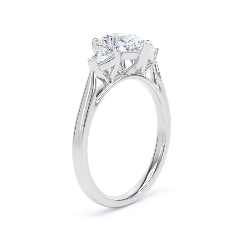 Pear Diamond Platinum Ring, Claw Set Trilogy | SMD M3D03