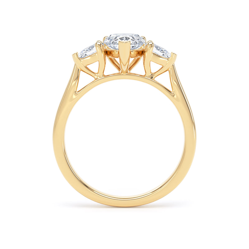 Pear Diamond Yellow Gold Ring, Claw Set Trilogy | SMD M3D03