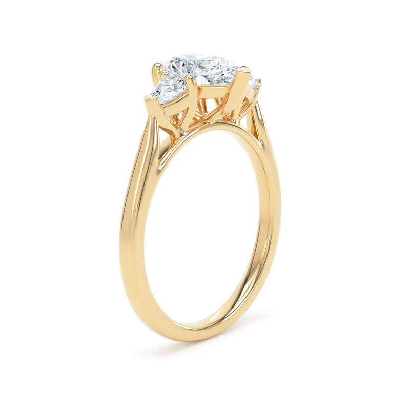 Pear Diamond Yellow Gold Ring, Claw Set Trilogy | SMD M3D03