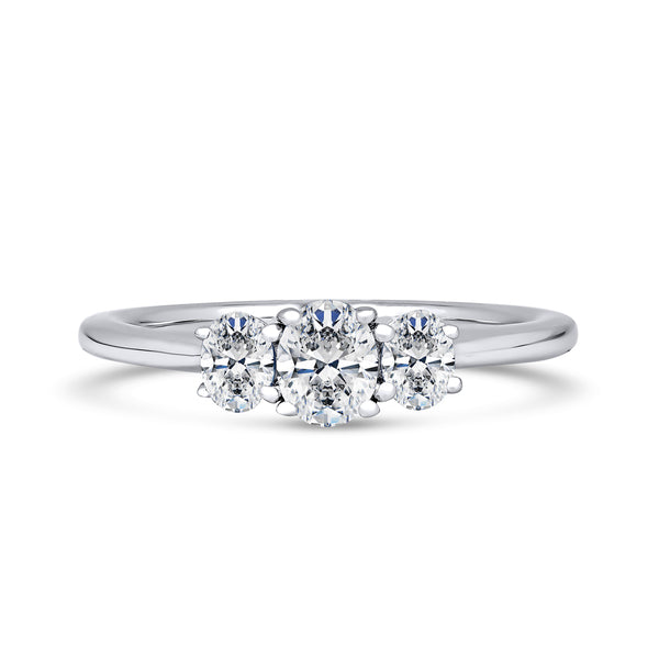Oval White Gold Trilogy Ring | M3O01