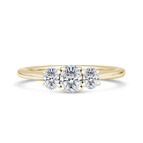Oval Yellow Gold Trilogy Ring | M3O01