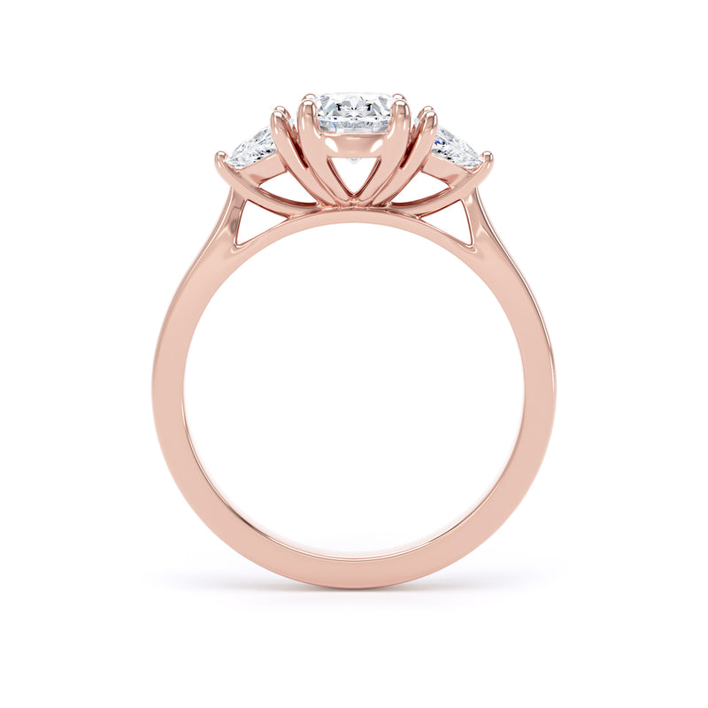 Oval & Trilliant Rose Gold Trilogy Ring | M3O02 LGO