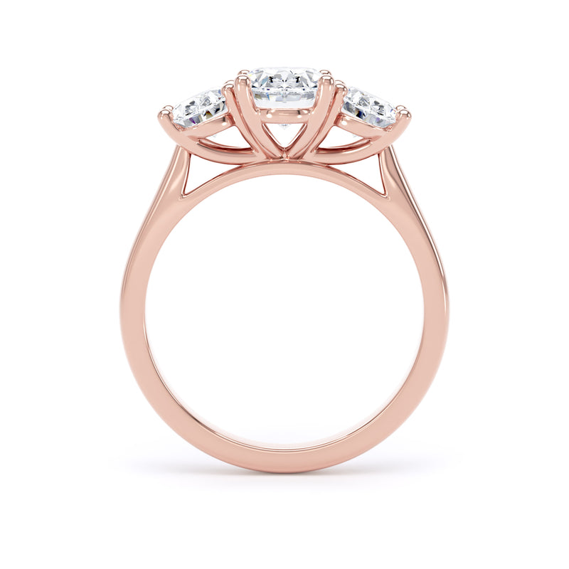 Oval Diamond Rose Gold Ring, Claw Set Trilogy | LGO M3O04