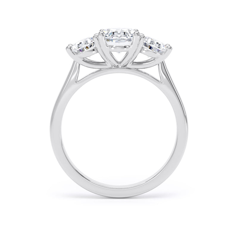 Oval Diamond Platinum Ring, Claw Set Trilogy | LGO M3O04