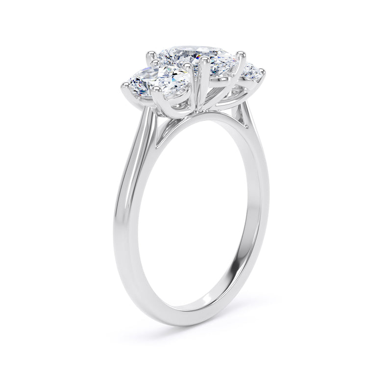 Oval Diamond Platinum Ring, Claw Set Trilogy | LGO M3O04