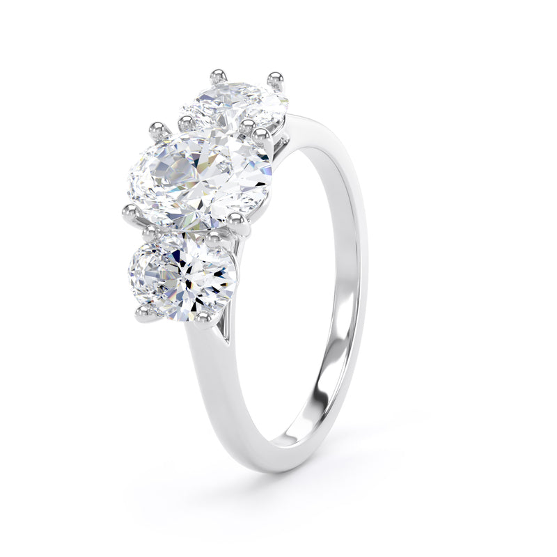 Oval Diamond Platinum Ring, Claw Set Trilogy | LGO M3O04