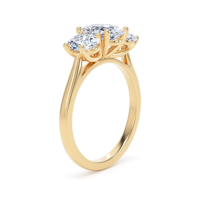 Oval Diamond Yellow Gold Ring, Claw Set Trilogy | LGO M3O04