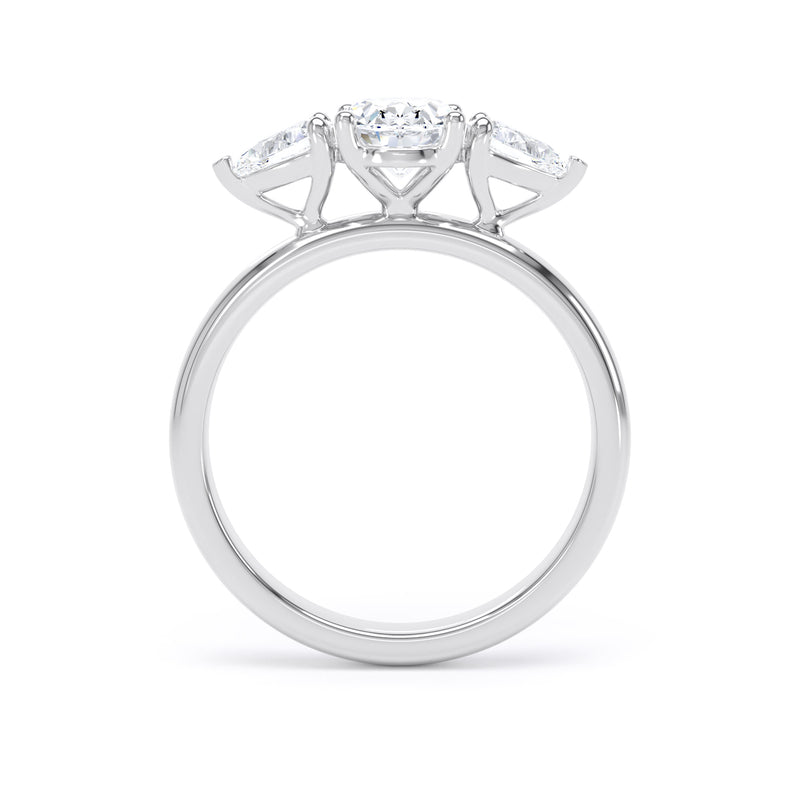 Oval & Pear Diamond Platinum Ring, Claw Set Trilogy | SMO M3O05