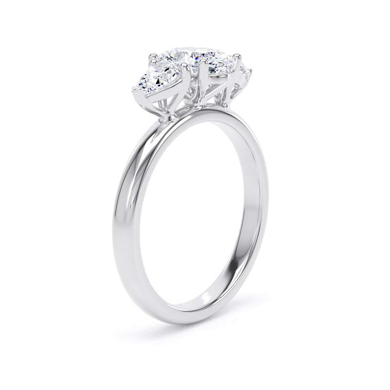 Oval & Pear Diamond Platinum Ring, Claw Set Trilogy | SMO M3O05