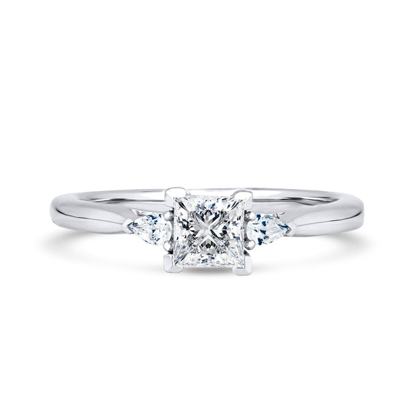 Princess & Pear White Gold Trilogy Ring | M3P01