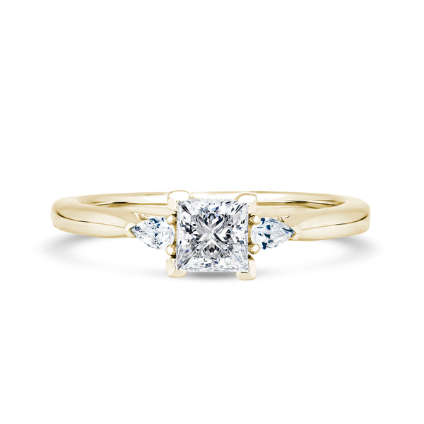 Princess & Pear Yellow Gold Trilogy Ring | M3P01