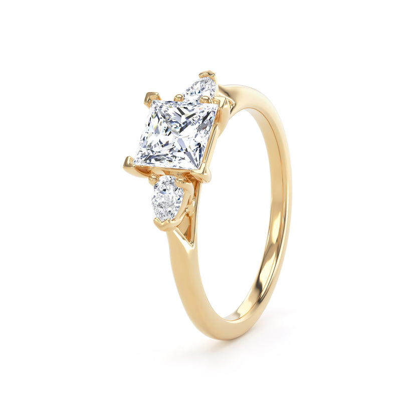 Princess & Pear Yellow Gold Trilogy Ring | M3P01 LGP