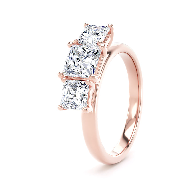 Princess Diamond Rose Gold Ring, Floating Head Trilogy | SMP M3P02