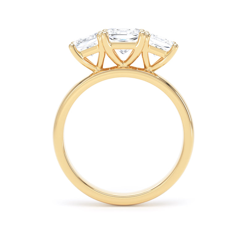 Princess Diamond Yellow Gold Ring, Floating Head Trilogy | LGP M3P02