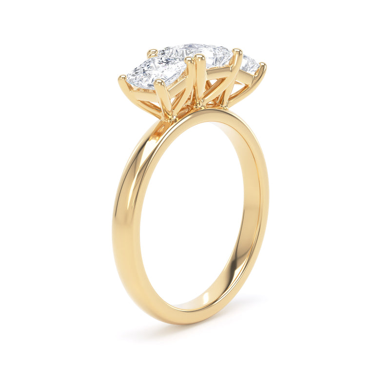 Princess Diamond Yellow Gold Ring, Floating Head Trilogy | LGP M3P02