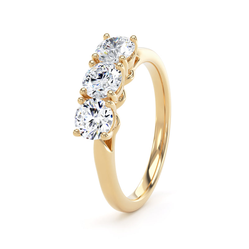 Round Yellow Gold Trio Trilogy Ring | M3R02