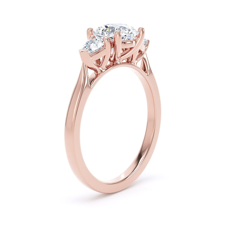 Round & Pear Rose Gold Trilogy Ring | M3R03 LGR