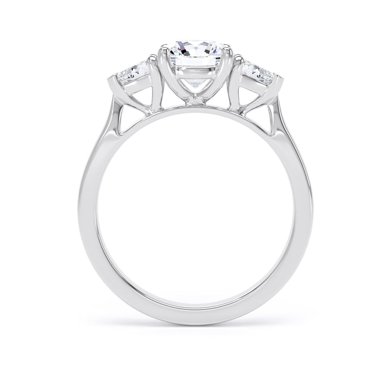 Round & Pear Platinum Trilogy Ring | M3R03 LGR