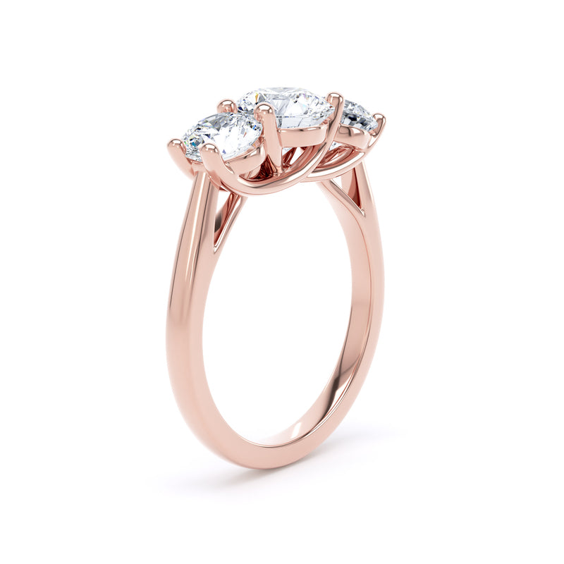 Round Diamond Rose Gold Ring, Crossover Gallery Trilogy | LGR M3R05