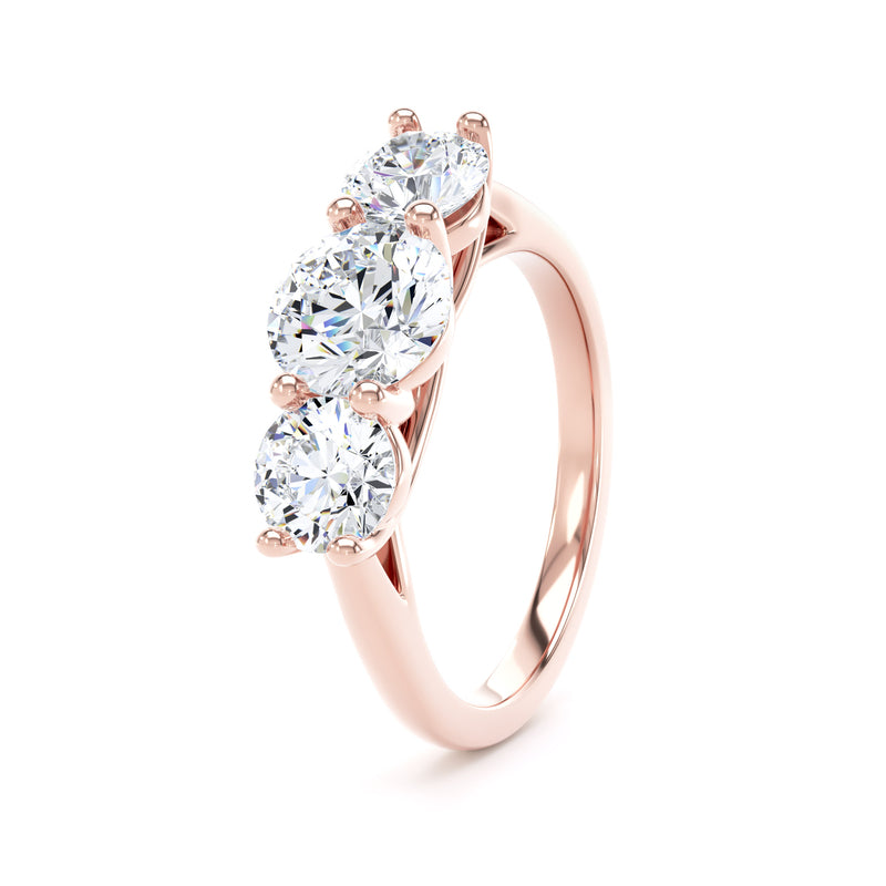 Round Diamond Rose Gold Ring, Crossover Gallery Trilogy | LGR M3R05