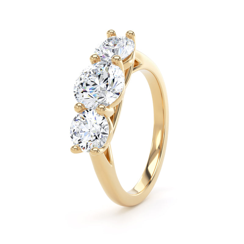 Round Diamond Yellow Gold Ring, Crossover Gallery Trilogy | SMR M3R05